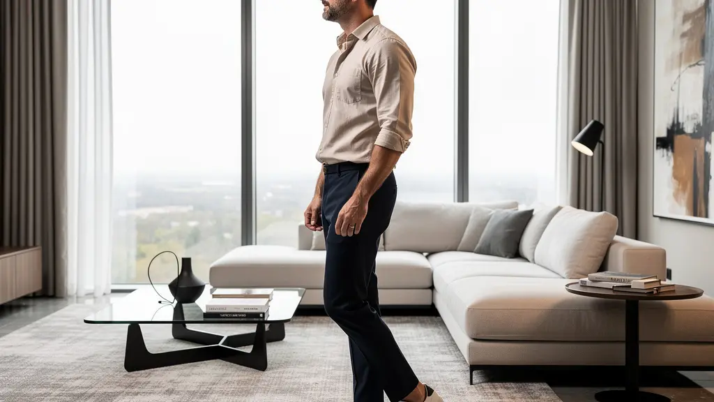 Propriétaire admirant son salon rénové haut de gamme avec finitions contemporaines